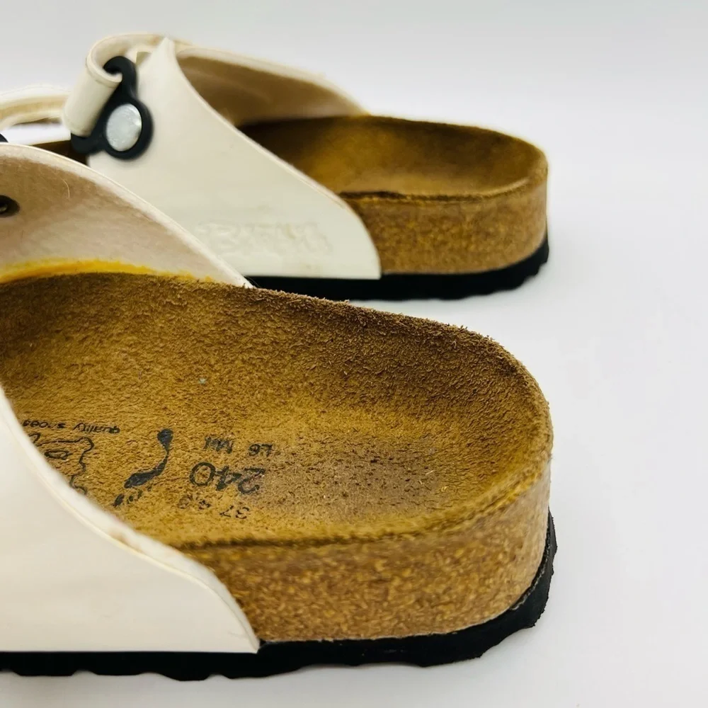 BIRKIES UNISEX WHITE VELCRO SLIP ON SANDALS SIZE W6 M4 - Picture 11 of 14